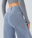 Halara Flex™ High Waisted Pockets Washed Casual Wide Leg Jeans - Blue Ice Denim