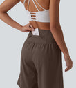 SoftlyZero™ Airy Super High Waisted 2-in-1 Cool Touch Yoga Shorts 9" with Pockets - Chocolate Martini