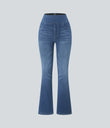 Halara Flex™ High Waisted Pockets Washed Casual Bootcut Jeans - Denim Dark Blue