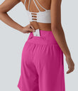 SoftlyZero™ Airy Super High Waisted 2-in-1 Cool Touch Yoga Shorts 9" with Pockets - Fuchsia Fedora