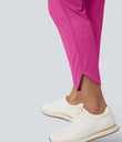 Mid Rise Drawstring Curved Hem Quick Dry Golf Tapered Pants with Pockets-UPF40+ - Fuchsia Fedora