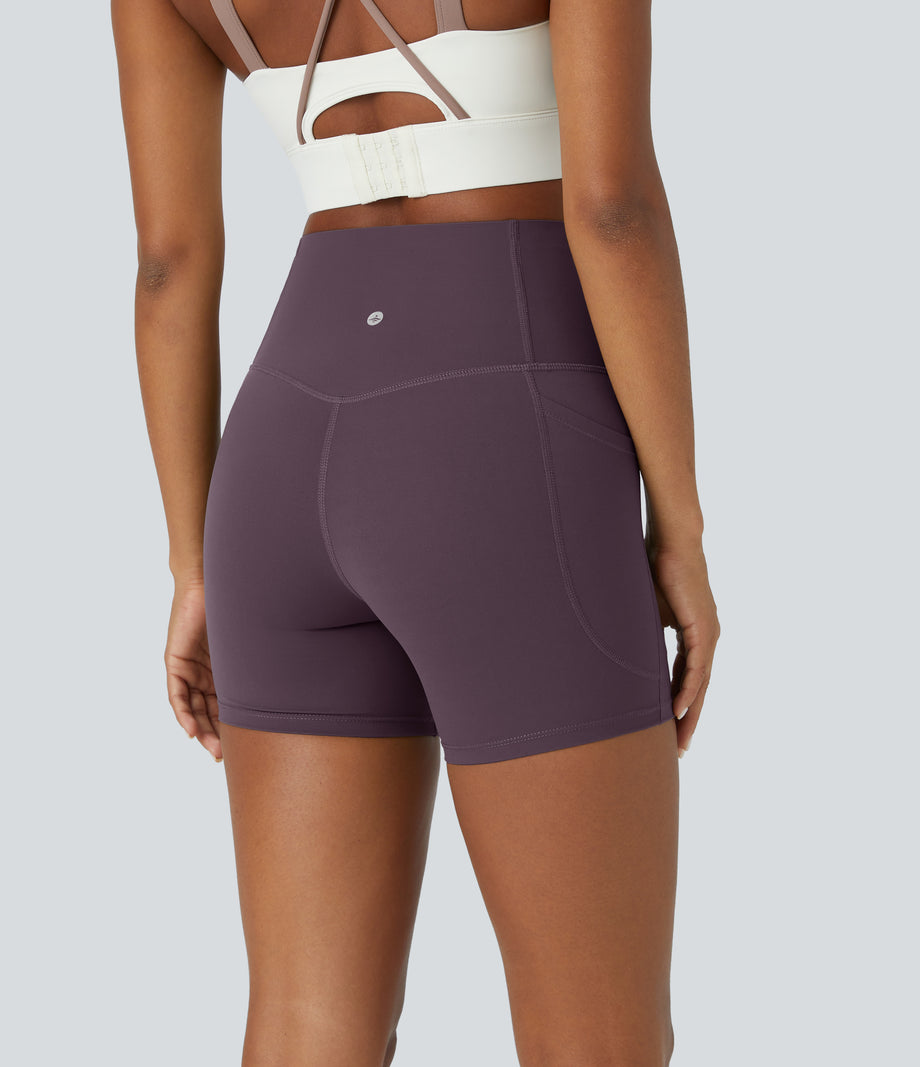 Halara UltraSculpt™ High Waisted Tummy Control Side Pocket Shaping Training Biker Shorts 5'' - Night's Purple