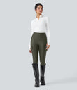 High Waisted Sheen 7/8 Leggings with Pockets - Forest Night