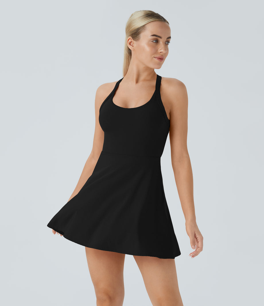 Backless Twisted Active Dress - Black