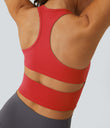 SoftlyZero™ Plush U Neck Racerback Cut Out Cropped Yoga Tank Top - Poinsettia