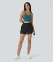 Breezeful™ Super High Waisted Curved Hem 2-in-1 Pocket Quick Dry Yoga Shorts 3.5'' - Black