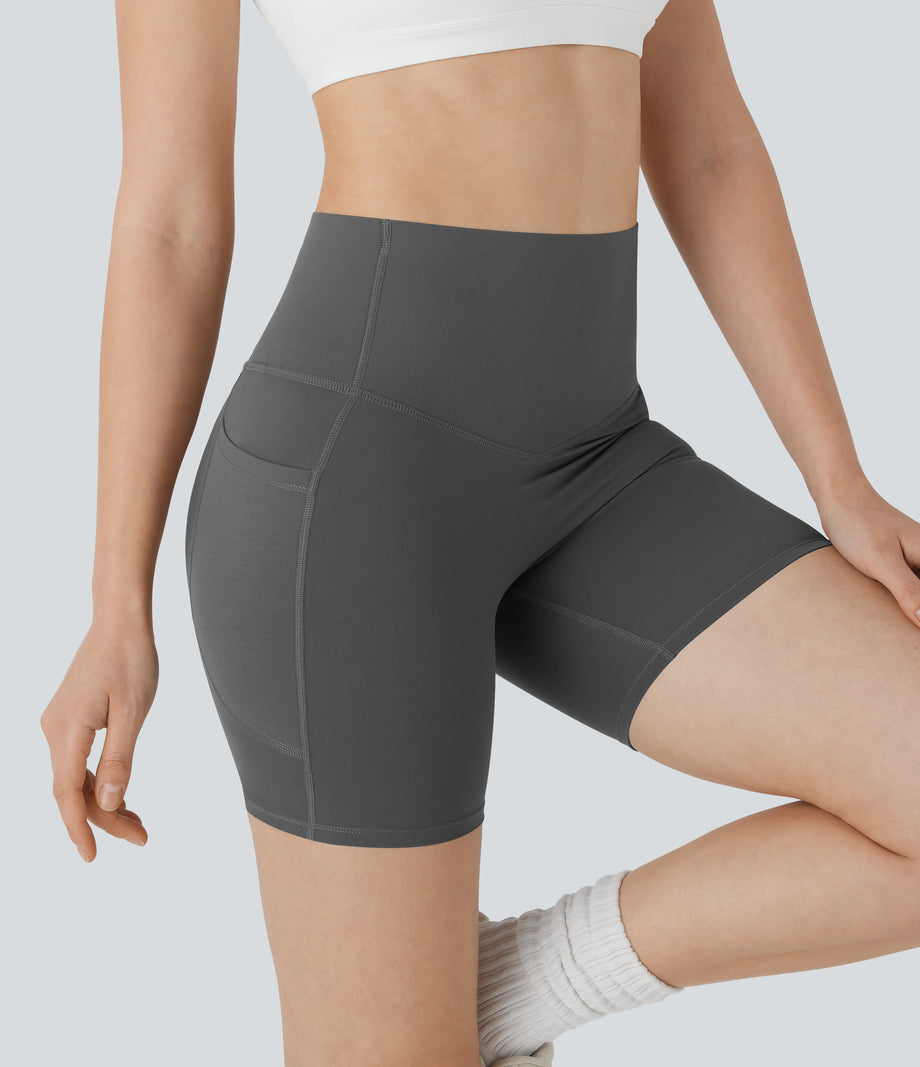 Halara UltraSculpt™ High Waisted Butt Lifting Tummy Control Pocket Shaping Training Biker Shorts 5'' - Volcanic Ash