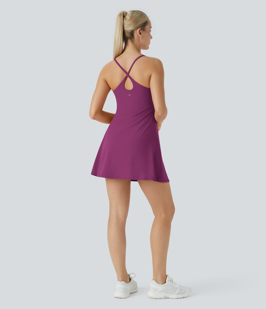 SoftlyZero™ Plush Backless Active Dress - Ume Purple