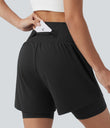 SoftlyZero™ Airy Super High Waisted 2-in-1 Cool Touch Yoga Shorts 7'' with Pockets - Black