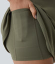 SoftlyZero™ Plush 2-in-1 Pocket Mini Active Dress DD-F Cups - Grass Grey Green