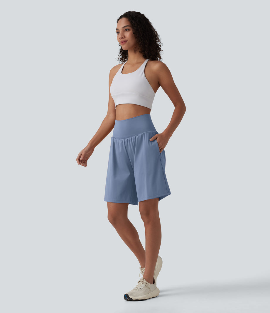 SoftlyZero™ Airy Super High Waisted 2-in-1 Cool Touch Yoga Shorts 9" with Pockets - Infinity
