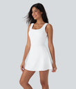 SoftlyZero™ Airy U Neck 2-in-1 Pocket Mini Cool Touch Dance Active Dress-Easy Peezy - White