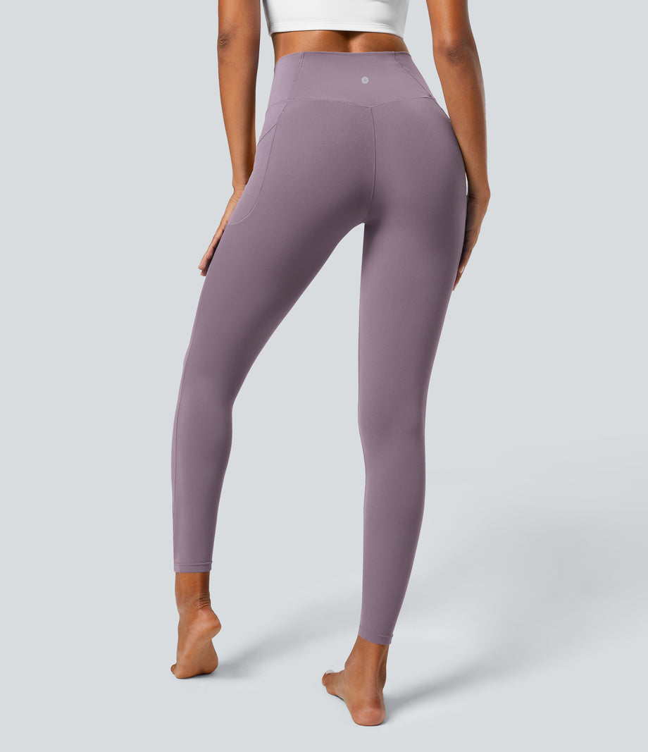 SoftlyZero™ Crossover Pocket Plain Leggings-UPF50+ - Cinnabar Purple