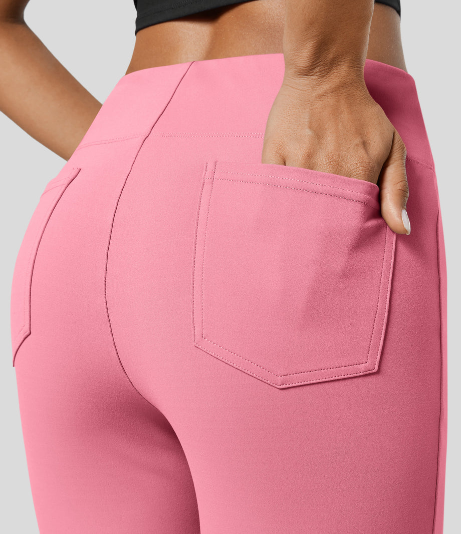 Halara Flex™ High Waisted Back Side Pocket Slight Flare Work Pants - Flamingo Plume