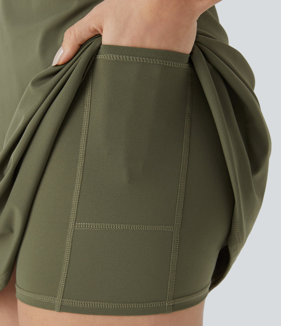 SoftlyZero™ Plush Backless Active Dress - Grass Grey Green