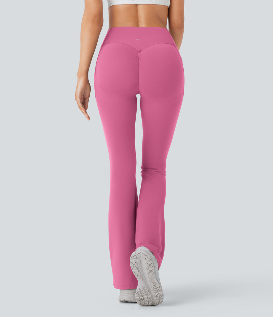 Halara UltraSculpt™ High Waisted Scrunch Butt Lifting Tummy Control Pocket Shaping Yoga Bootcut Leggings - Pink Power