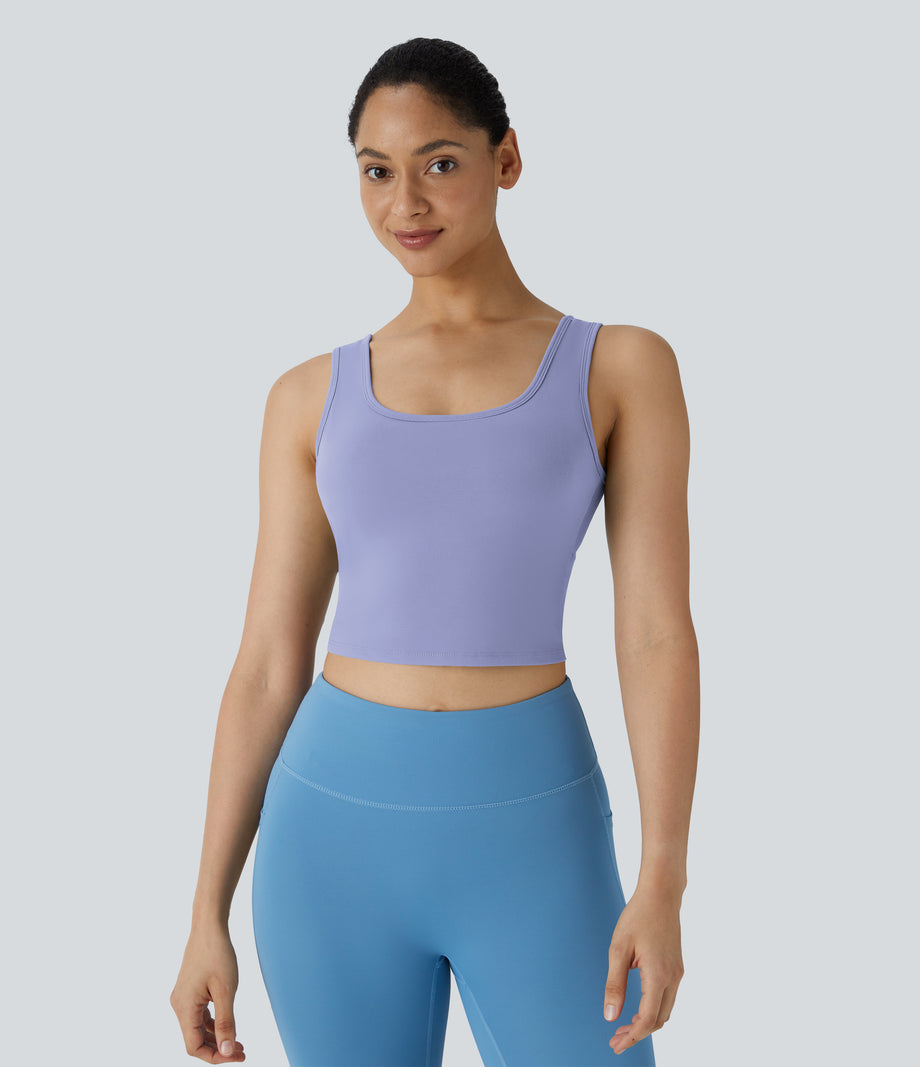 U Neck Crossover Barre Ballet Dance Tank Top A-D Cups - Baby Lavender