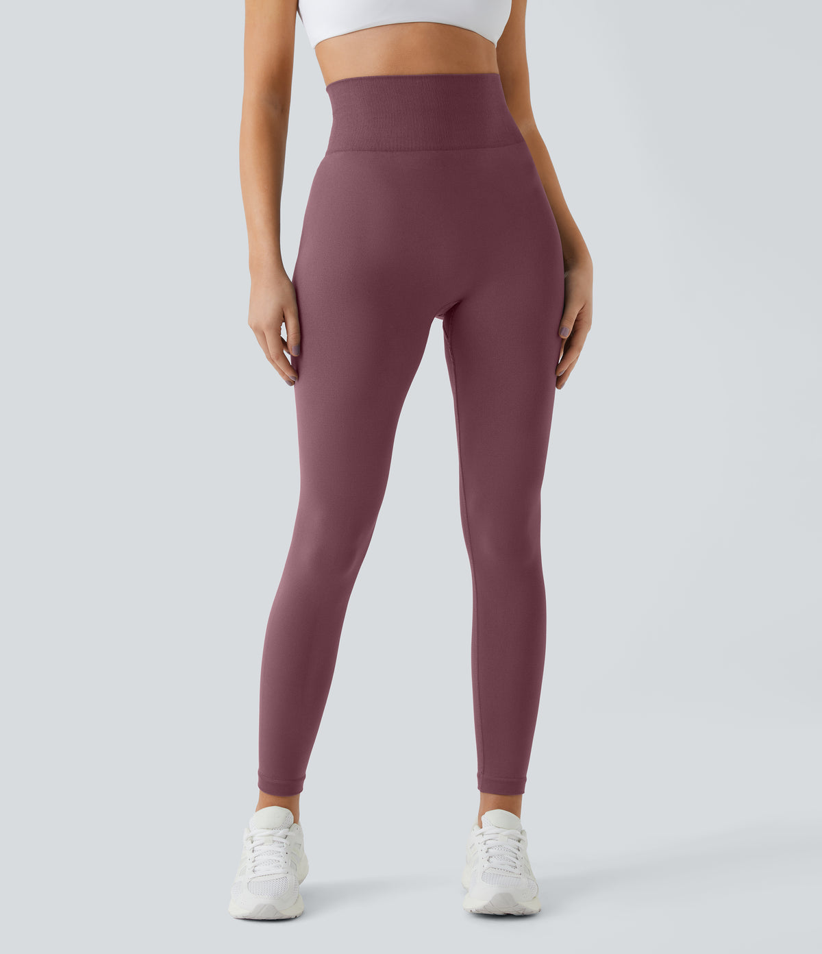 OneForm Seamless Flow High Waisted Ruched Plain Leggings - Red Mahogany
