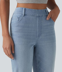 Halara Flex™ High Waisted Pockets Washed Casual Bootcut Jeans - Ice Water Denim