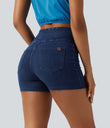 Halara Flex™ High Waisted Crossover Pocket Denim Casual Shorts 3" - Midnight Blue Denim