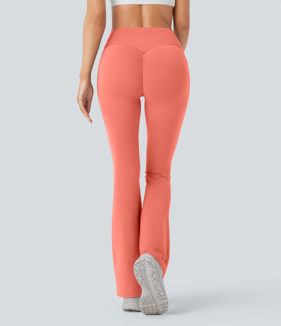 Halara UltraSculpt™ High Waisted Scrunch Butt Lifting Tummy Control Pocket Shaping Yoga Bootcut Leggings - Fusion Coral