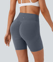 Halara UltraSculpt™ High Waisted Scrunch Butt Lifting Tummy Control Side Pocket Shaping Workout Biker Shorts 7'' - Silent Blue