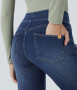 Halara Flex™ High Waisted Pockets Washed Casual Bootcut Jeans - Bright Blue Denim
