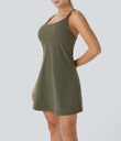 SoftlyZero™ Plush 2-in-1 Pocket Mini Active Dress DD-F Cups - Grass Grey Green