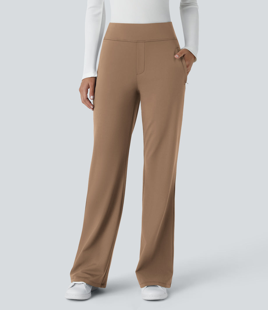 Halara Flex™ DayStretch Mid Rise Side Zipper Pocket Work Flare Pants - Burro