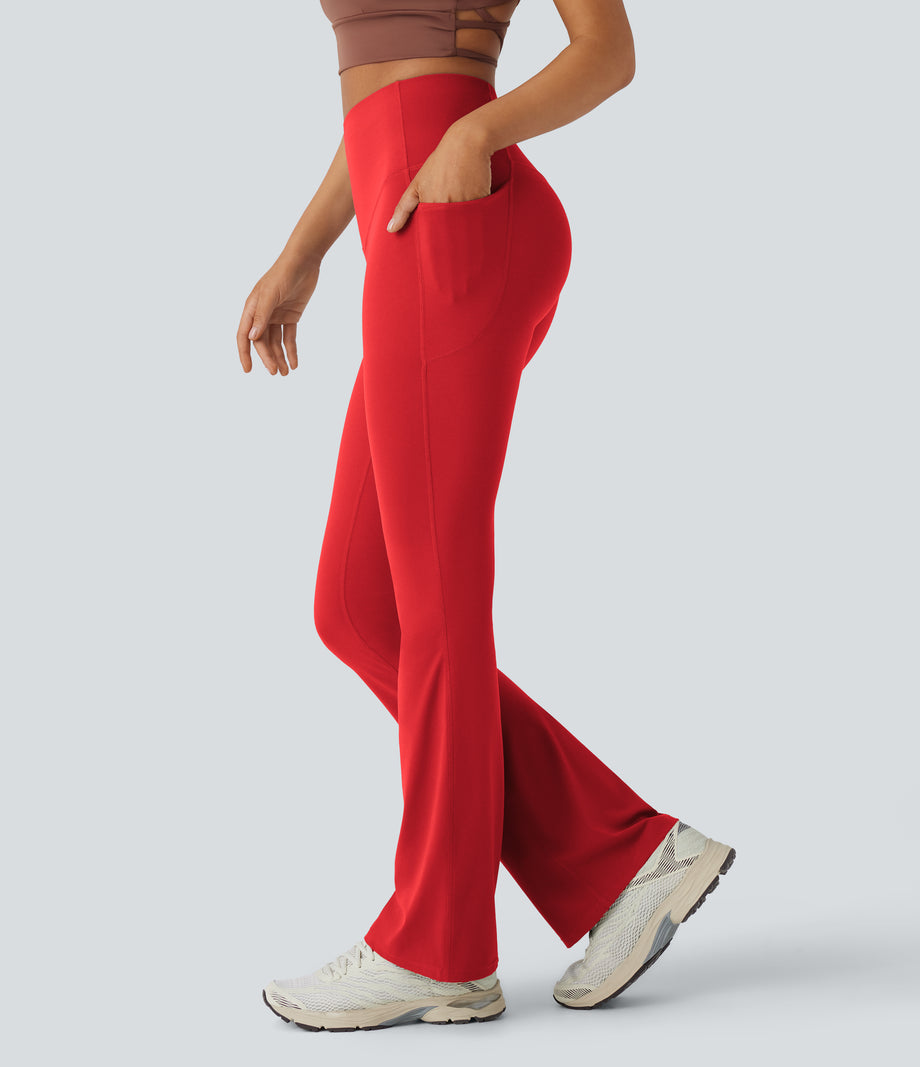 Halara UltraSculpt™ High Waisted Tummy Control Pocket Shaping Yoga Bootcut Leggings - Aura Orange