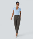 Halara Flex™ DayStretch High Waisted Pocket Ankle Length Tapered Work Pants - Deep Red Grey