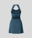 Backless Twisted Active Dress - Majolica Blue