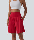 SoftlyZero™ Airy Super High Waisted 2-in-1 Cool Touch Yoga Shorts 9" with Pockets - Salsa