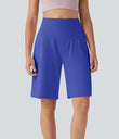 SoftlyZero™ Airy High Waisted Pockets Cool Touch Yoga Bermuda Shorts - Aster Blue