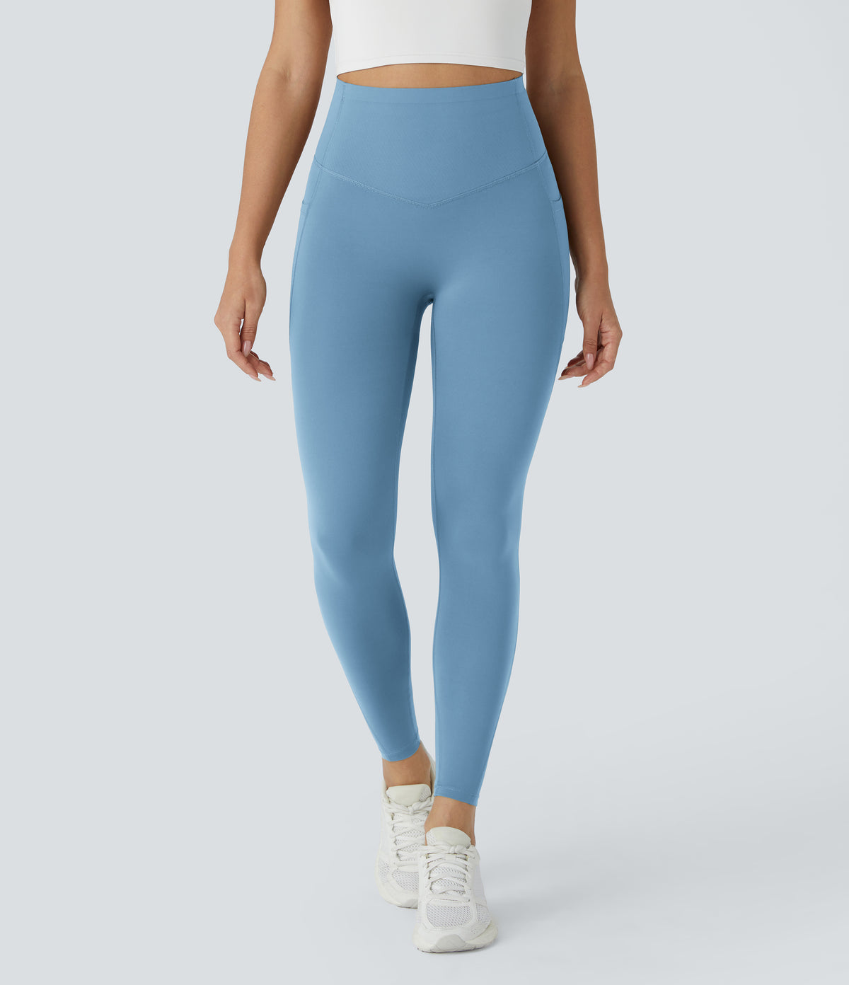 Halara UltraSculpt™ High Waisted Butt Lifting Tummy Control Pocket Shaping Workout Leggings - Whale Blue
