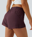 Mid Rise Drawstring Contrast Mesh 2-in-1 Flowy Running Shorts 3'' - Winetasting