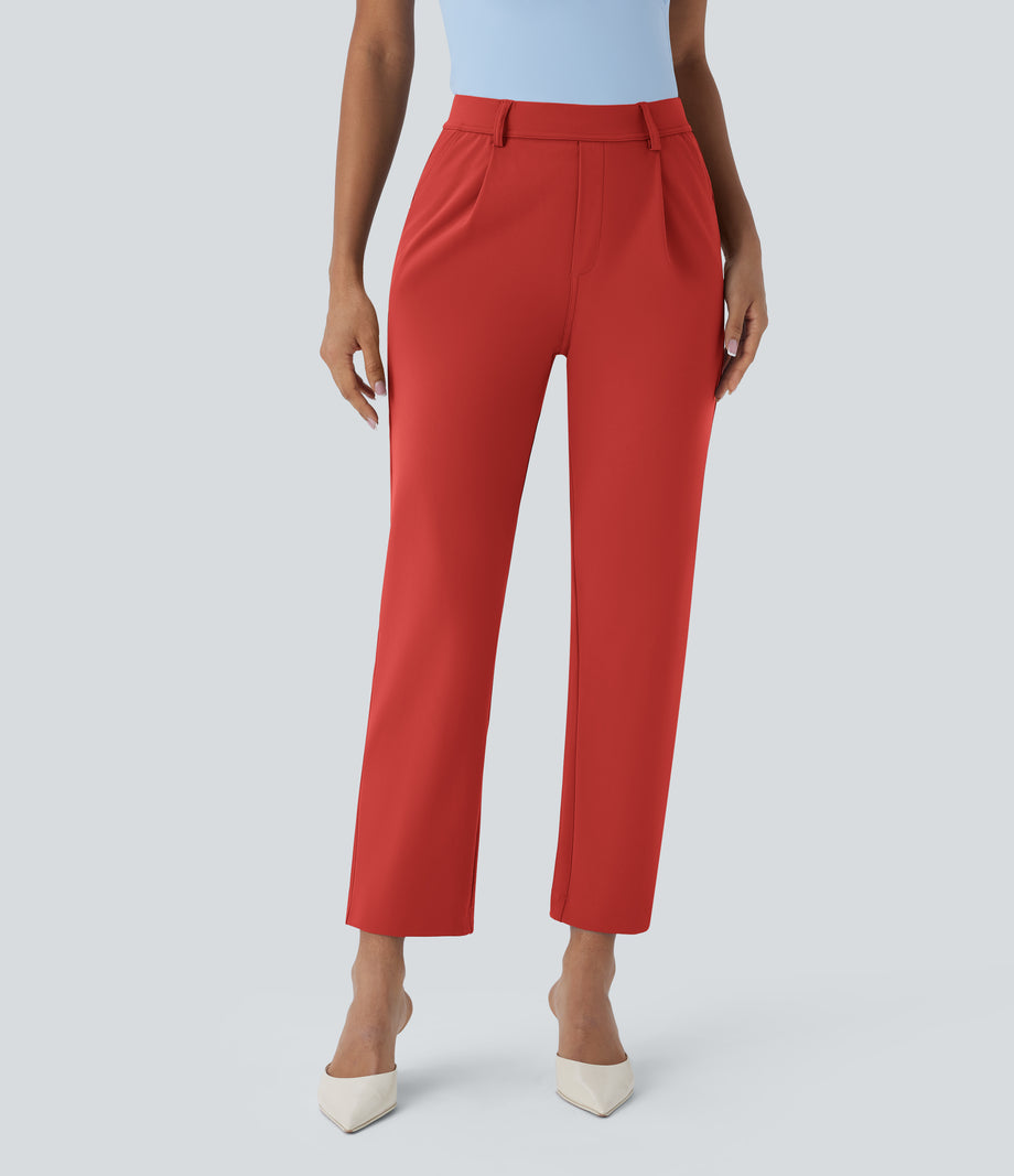 Halara Flex™ DayStretch High Waisted Pocket Ankle Length Tapered Work Pants - Valiant Poppy