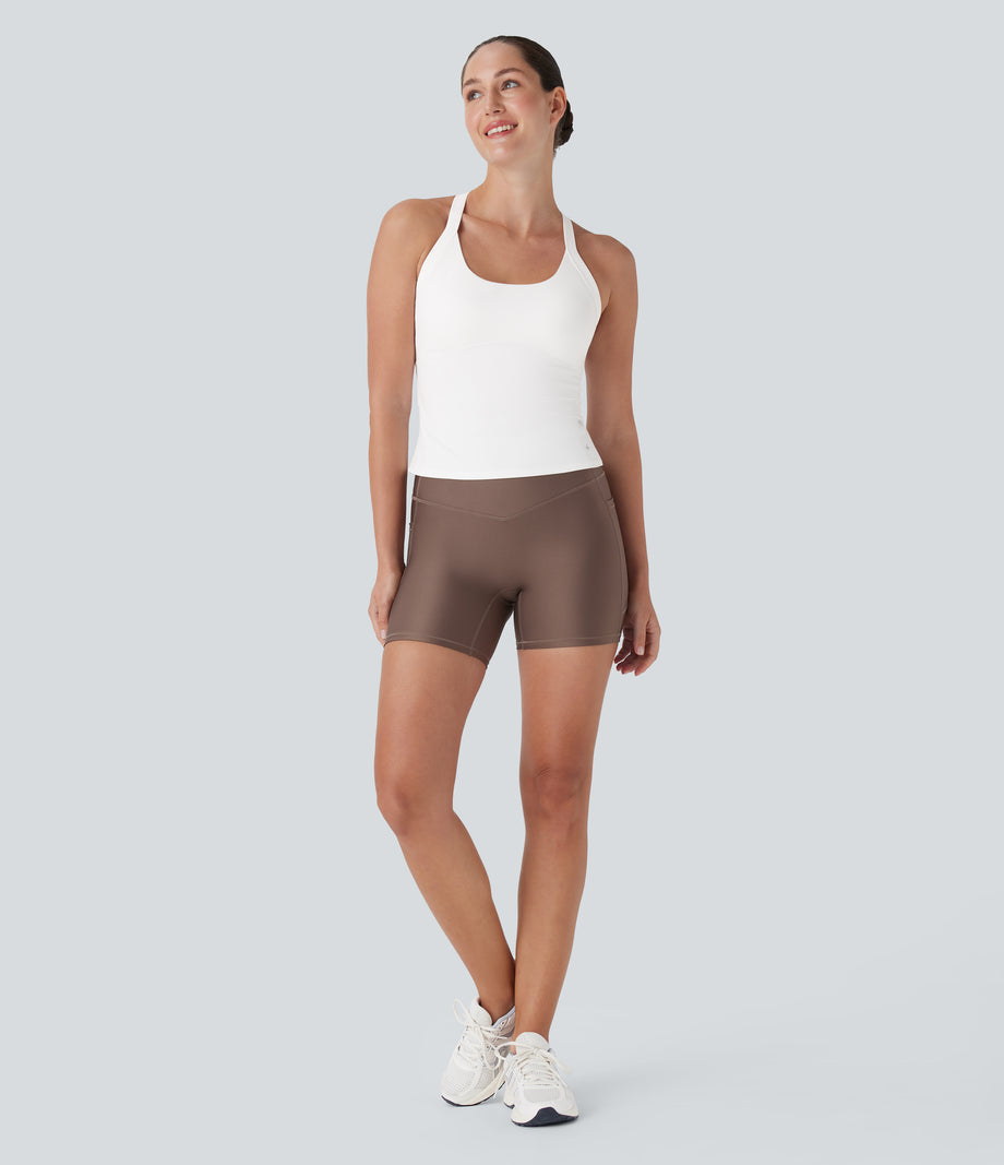 SoftlyZero™ Plush Cut Out Yoga Tank Top A-D Cups - White