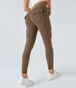 DayStretch High Waisted Cargo Pocket Skinny Yoga Leggings - Sepia