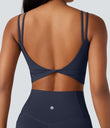 Halara UltraSculpt™ Double Straps Twisted Backless Cropped Yoga Tank Top - Mood Indigo