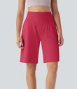 SoftlyZero™ Airy High Waisted Pockets Cool Touch Yoga Bermuda Shorts - Winterberry