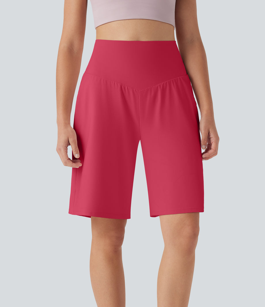 SoftlyZero™ Airy High Waisted Pockets Cool Touch Yoga Bermuda Shorts - Winterberry