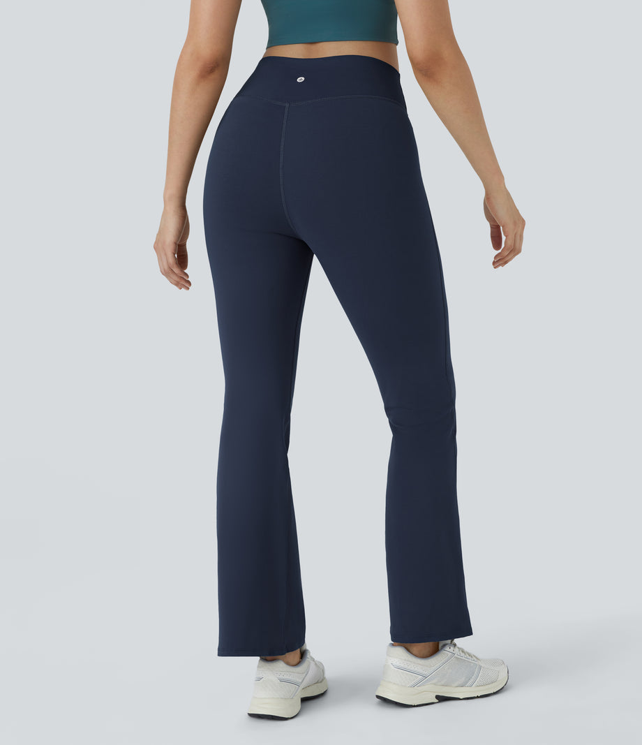 DayStretch High Waisted Crossover Flare Yoga Leggings - Midnight Blue