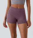 SoftlyZero™ Airy High Waisted Pocket Plain Cool Touch Yoga Shorts 3.5"-UPF50+ - Elderberry