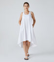 Breezeful™ Backless Racerback Side Pocket High Low Flowy Midi Quick Dry Casual Dress - White