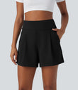 DayStretch High Waisted Work Baggy Shorts 4'' with Pockets - Black