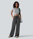 Halara Flex™ Low Rise Drawstring Wide Leg Sparkle Casual Sweatpants Jeans with Pockets - Iron Gate Denim