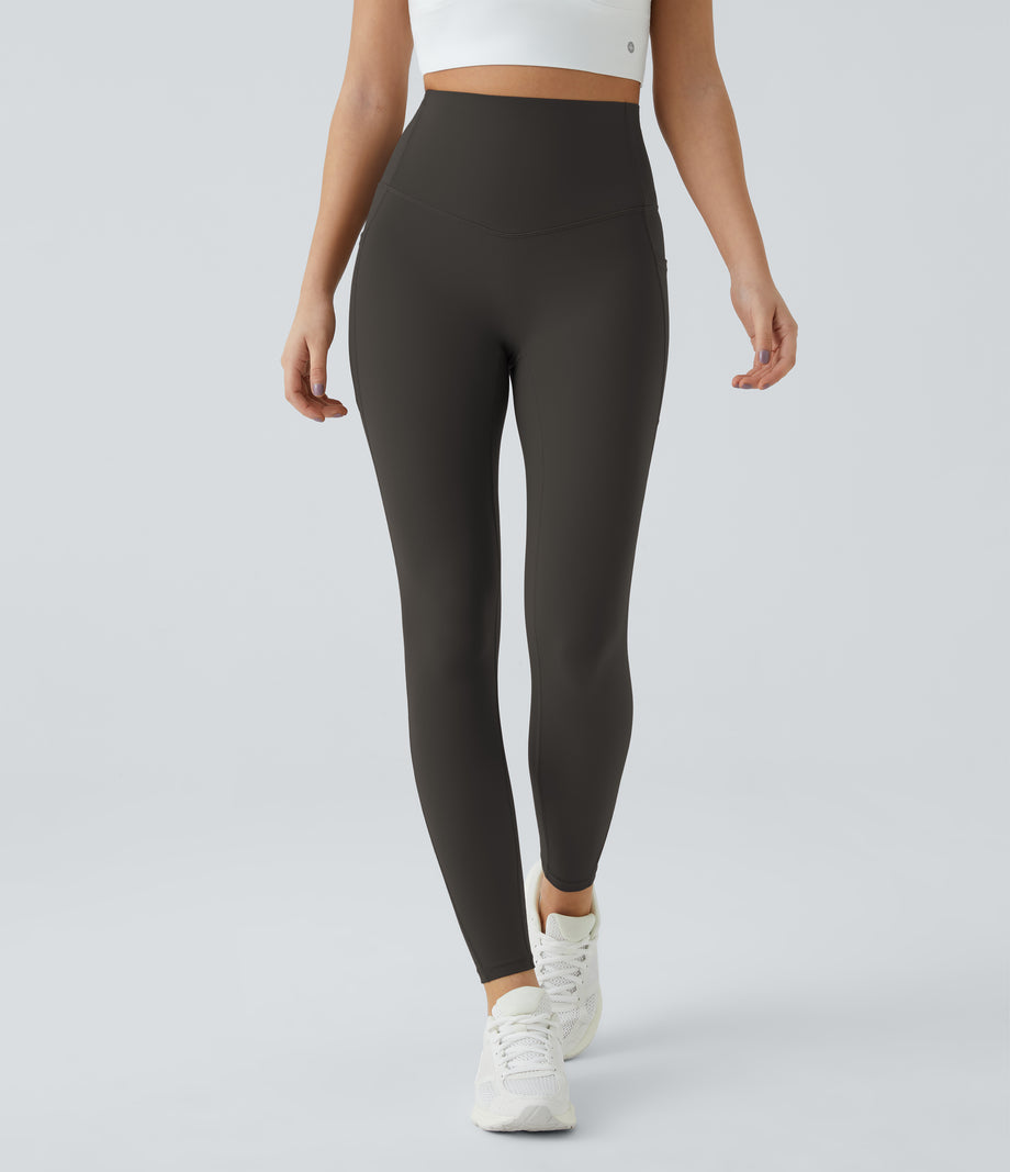 Halara UltraSculpt™ High Waisted Tummy Control Pocket Shaping Training Leggings - Hazelnut Black