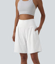 SoftlyZero™ Airy Super High Waisted 2-in-1 Cool Touch Yoga Shorts 9" with Pockets - White