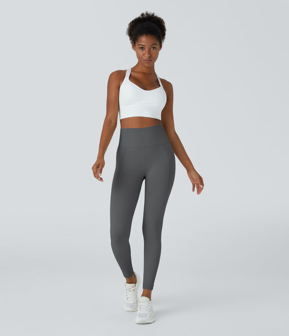 OneForm Seamless Flow High Waisted Ruched 7/8 Yoga Leggings - Eiffel Tower